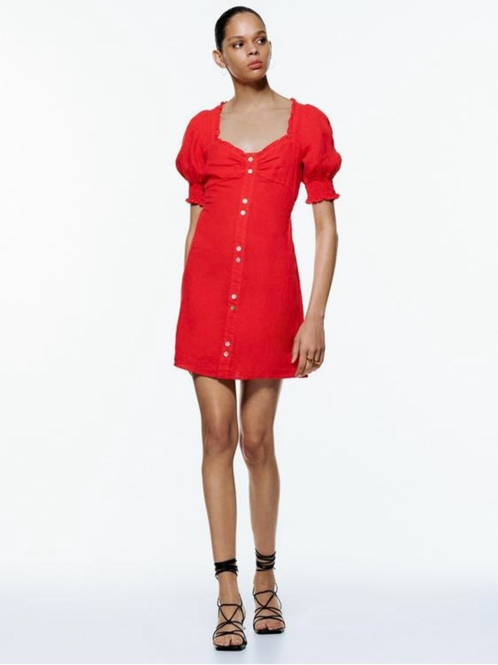✨ 100% linen Zara smocked dress XS